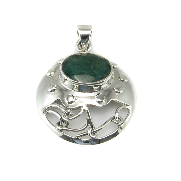 Colgante de Plata de ley con piedra Agatha verde