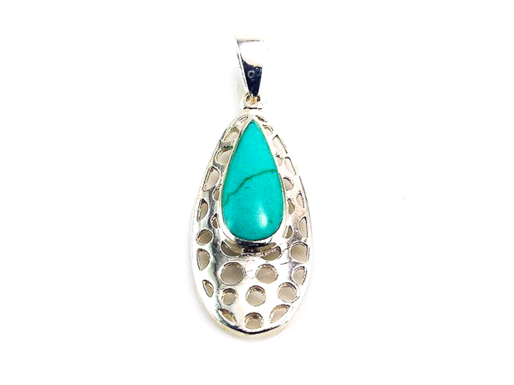 Colgante de Plata calada y detalle turquesa