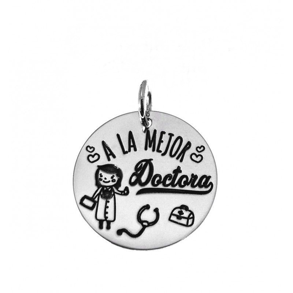 Colgante profesión doctora de Plata de ley 21 Mm.