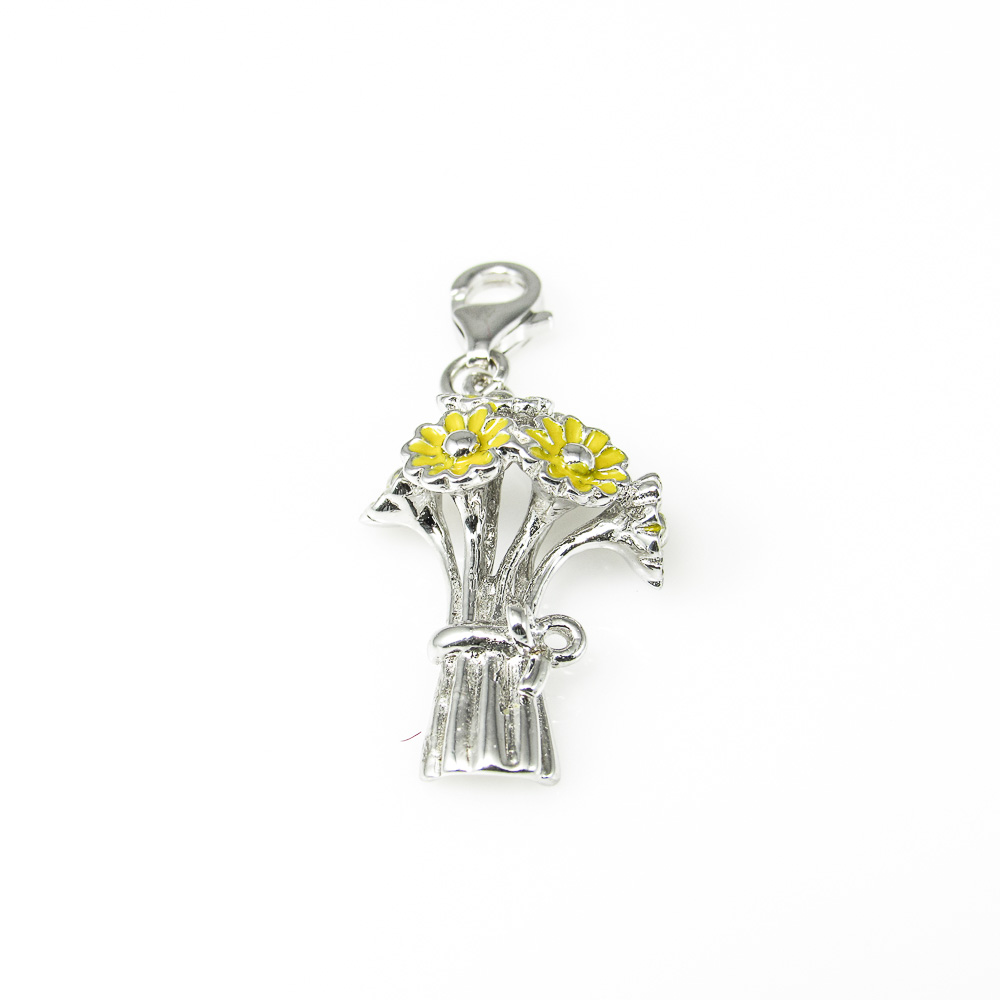 Colgante de Plata estilo Charms Margaritas esmalte amarillo