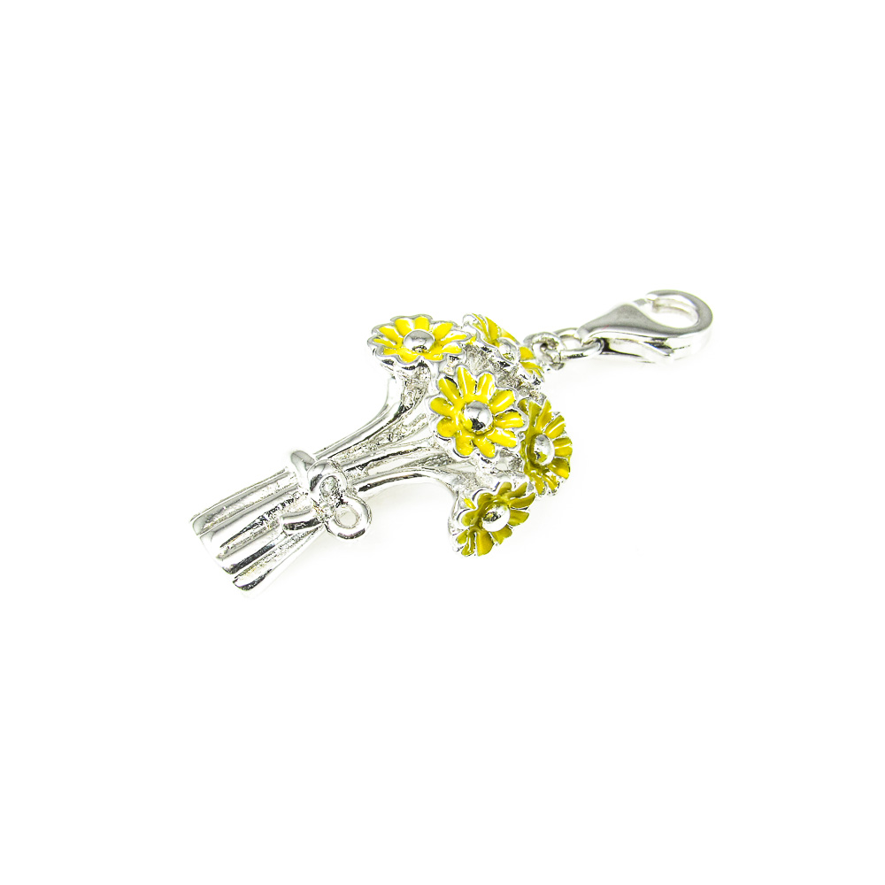 Colgante de Plata estilo Charms Margaritas esmalte amarillo 1