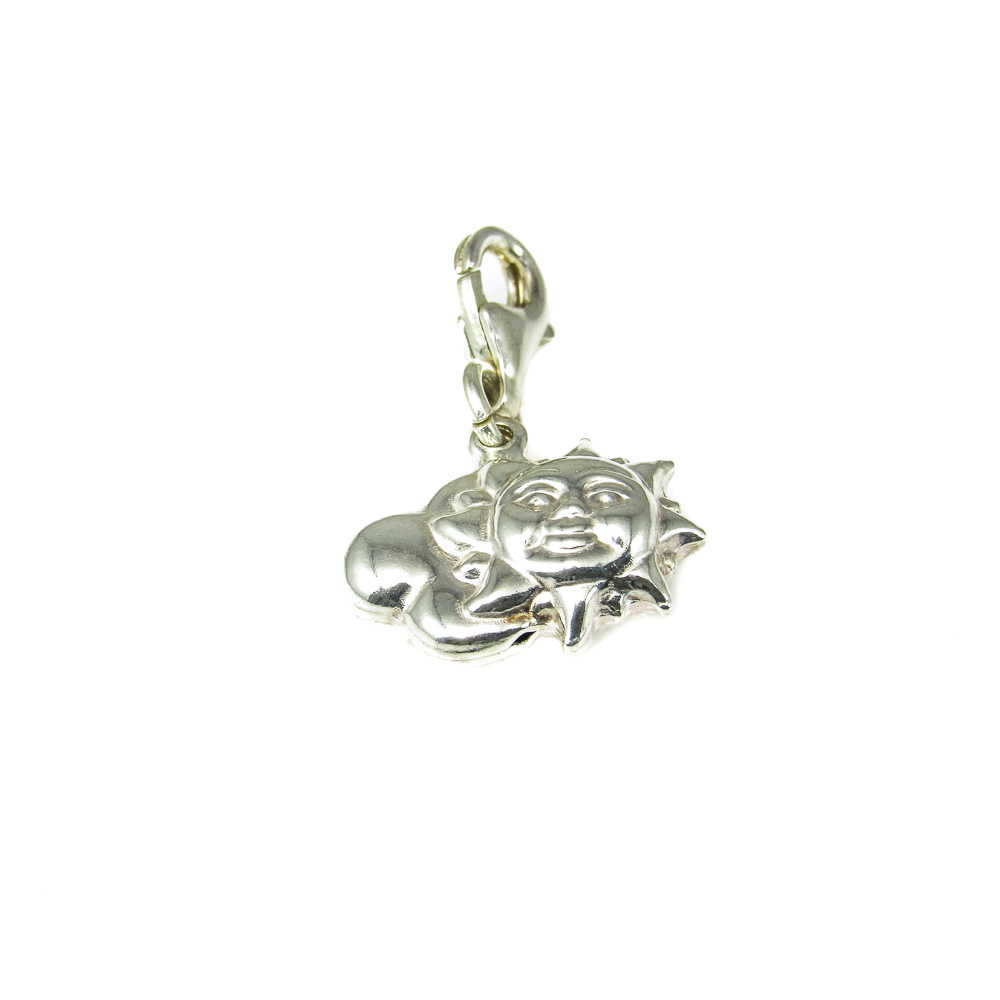 Pieza colgante Sol y Nube de Plata estilo Charms