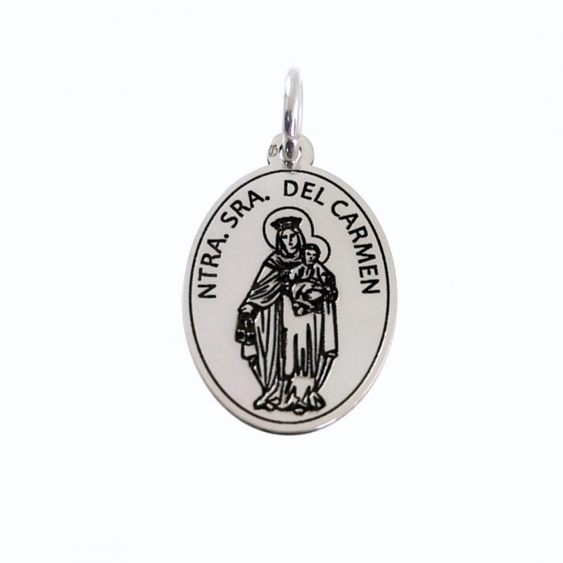 Medalla ovalada de Plata Nuestra Señora Virgen del Carmen