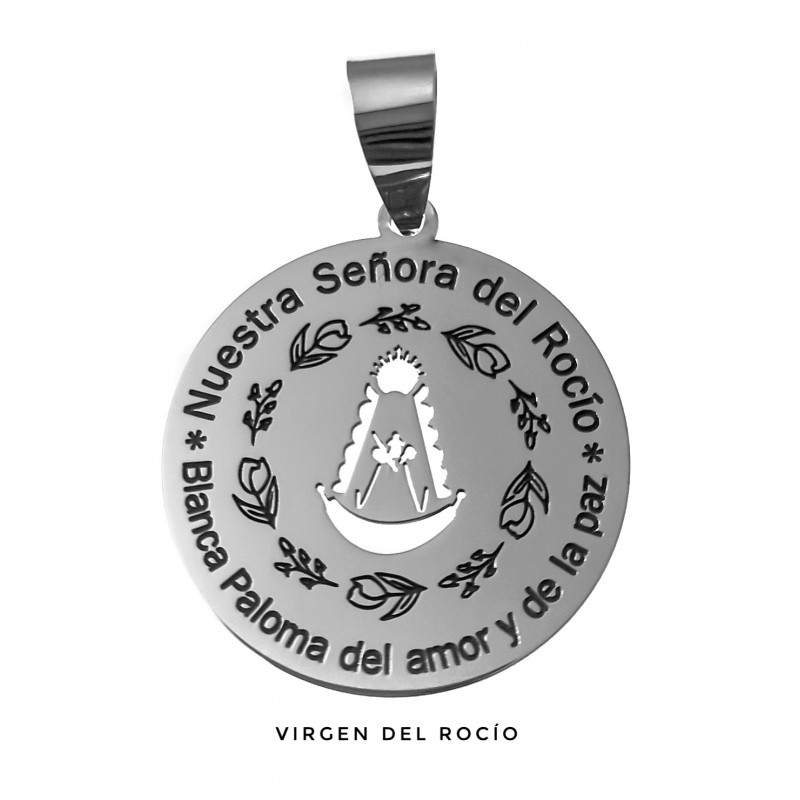 Colgante Virgen del Rocío de Plata de ley calada
