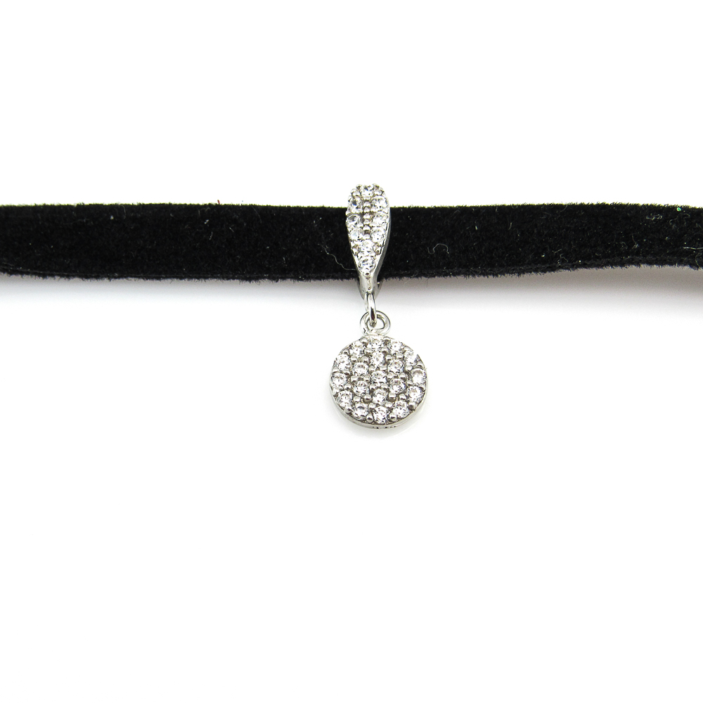 Gargantilla choker terciopelo y colgante de Plata y Circonitas 1
