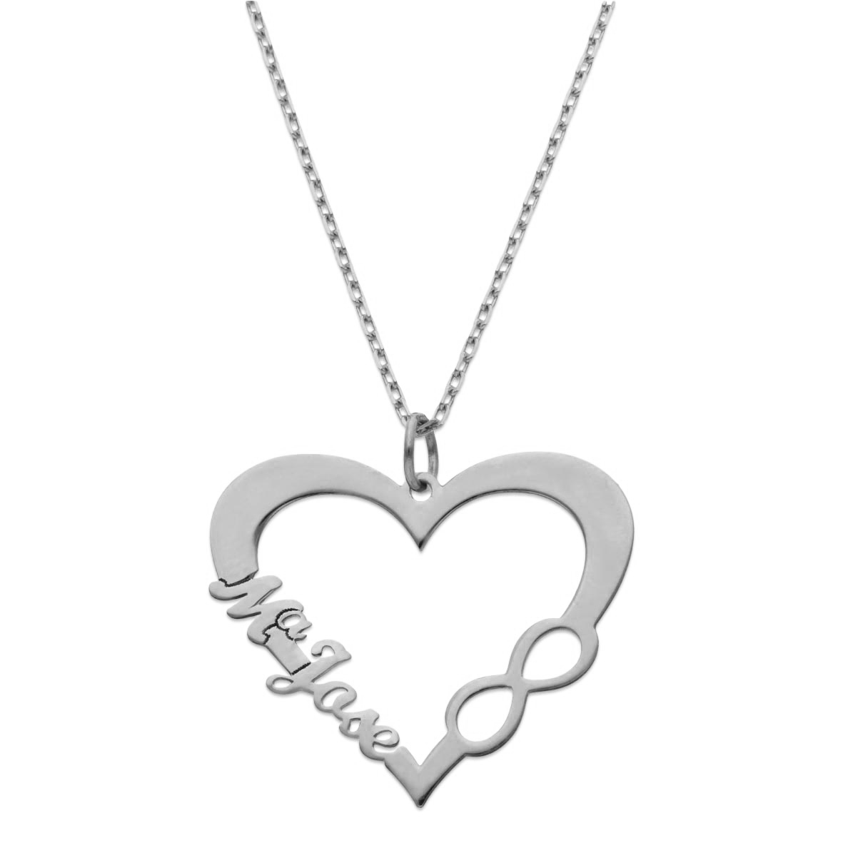 Gargantilla de Plata de ley corazón+infinito con nombre