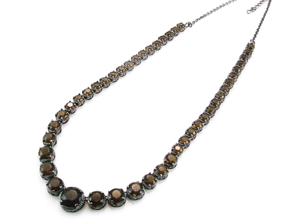 Collar de Plata y rodio negro con Circonitas coffee