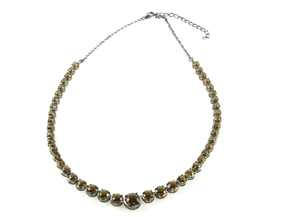Collar de Plata y rodio negro con Circonitas coffee 1
