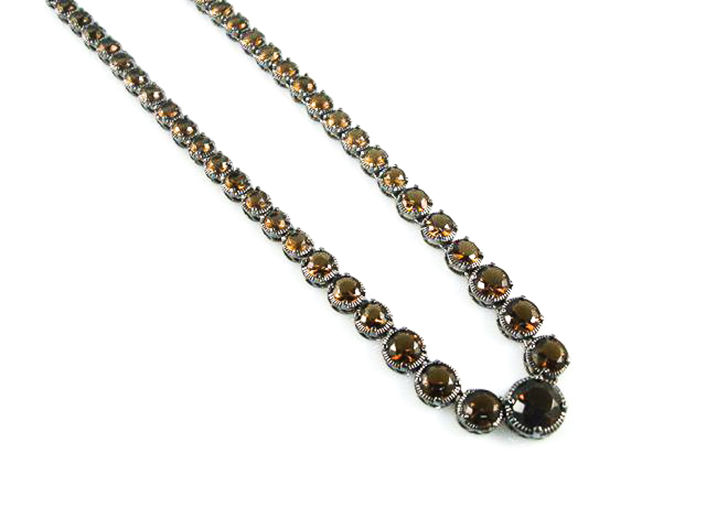 Collar de Plata y rodio negro con Circonitas coffee 2