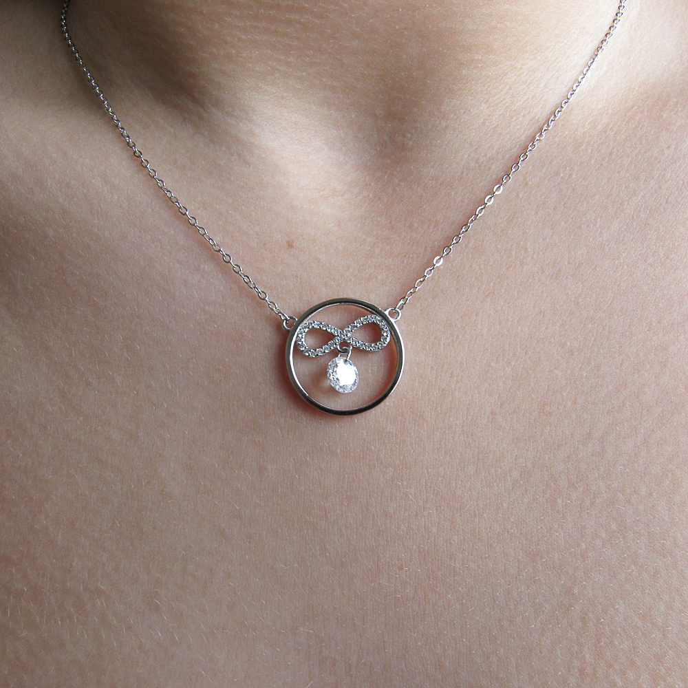 Gargantilla Karma infinito de Plata rodiada con Circonitas 1