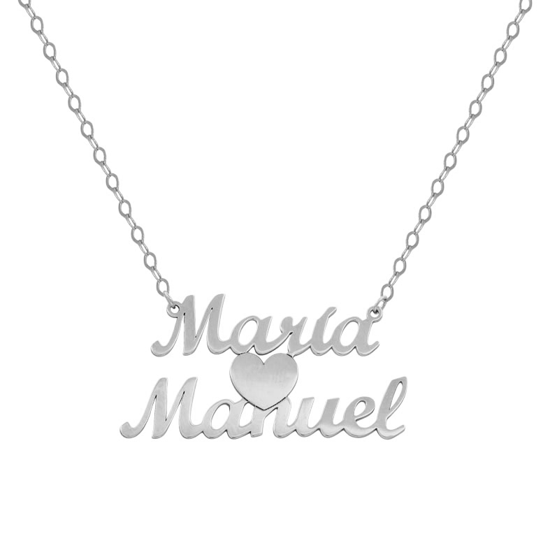 Gargantilla personalizada 2 nombres + corazón de Plata de ley
