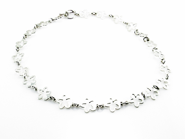 Gargantilla flores en Plata lisa 1