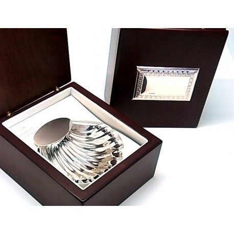Concha Bautismo de Plata con caja de madera