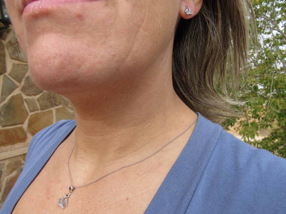 Conjunto coronas Pendientes y Gargantilla de Plata y Circonitas 1