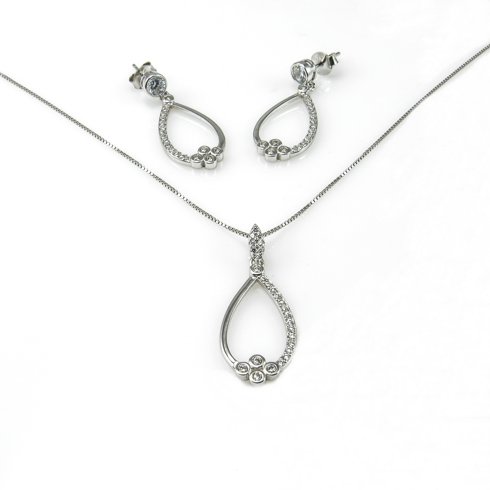 Conjunto Pendientes y Gargantilla lágrima de Plata y Circonitas