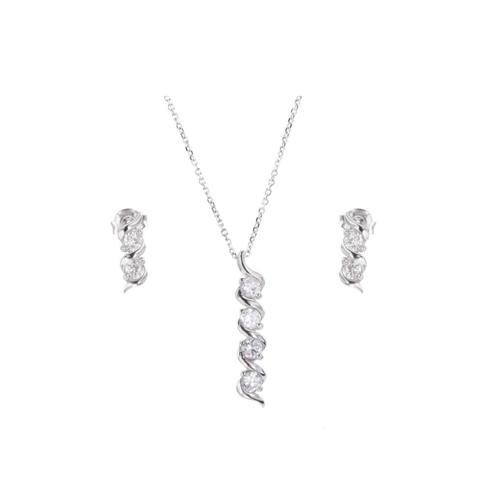 Conjunto de Pendientes con Gargantilla de Plata y Circonitas
