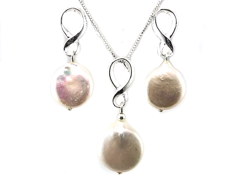 Conjunto ochos de Plata de ley con Perlas cultivadas