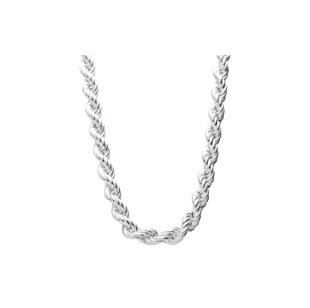 Cadena cordón salomónico hueco Plata unisex 50cm y 8mm grosor
