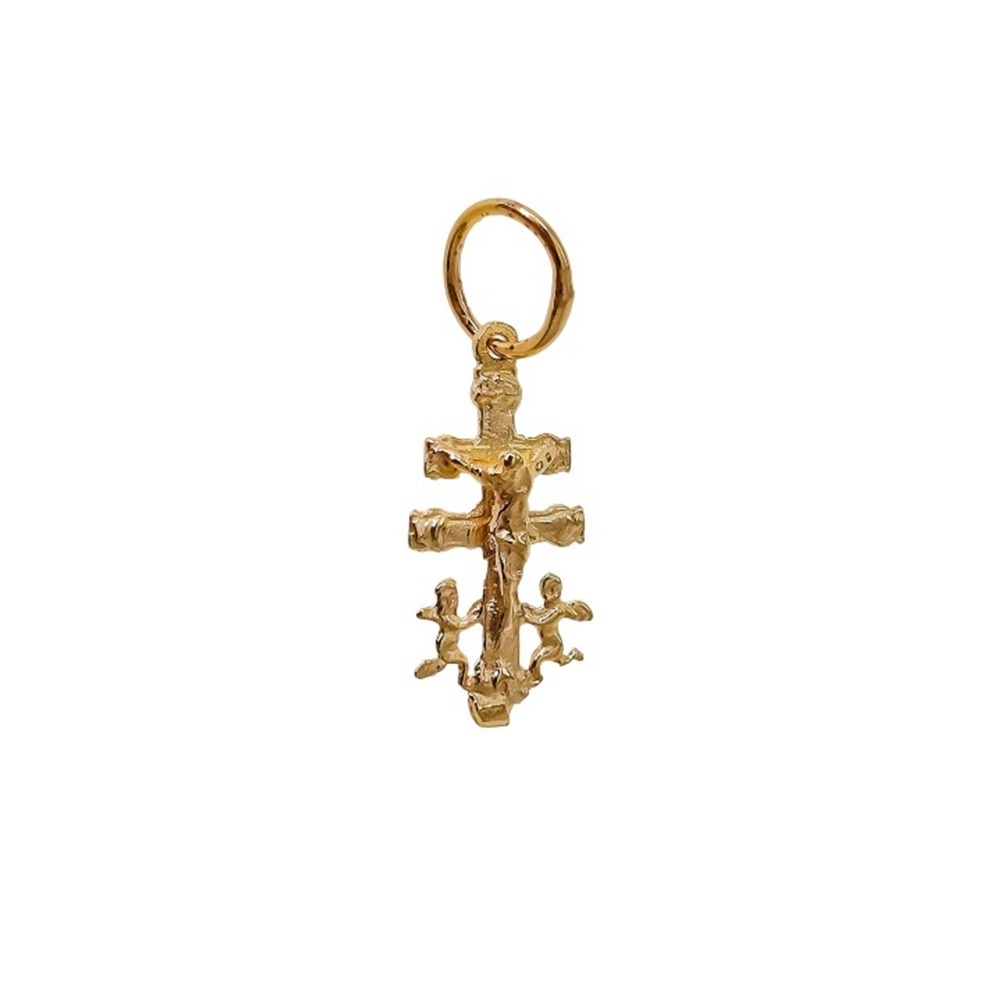 Colgante Cruz de Caravaca 17mm x 9mm de Plata chapada oro