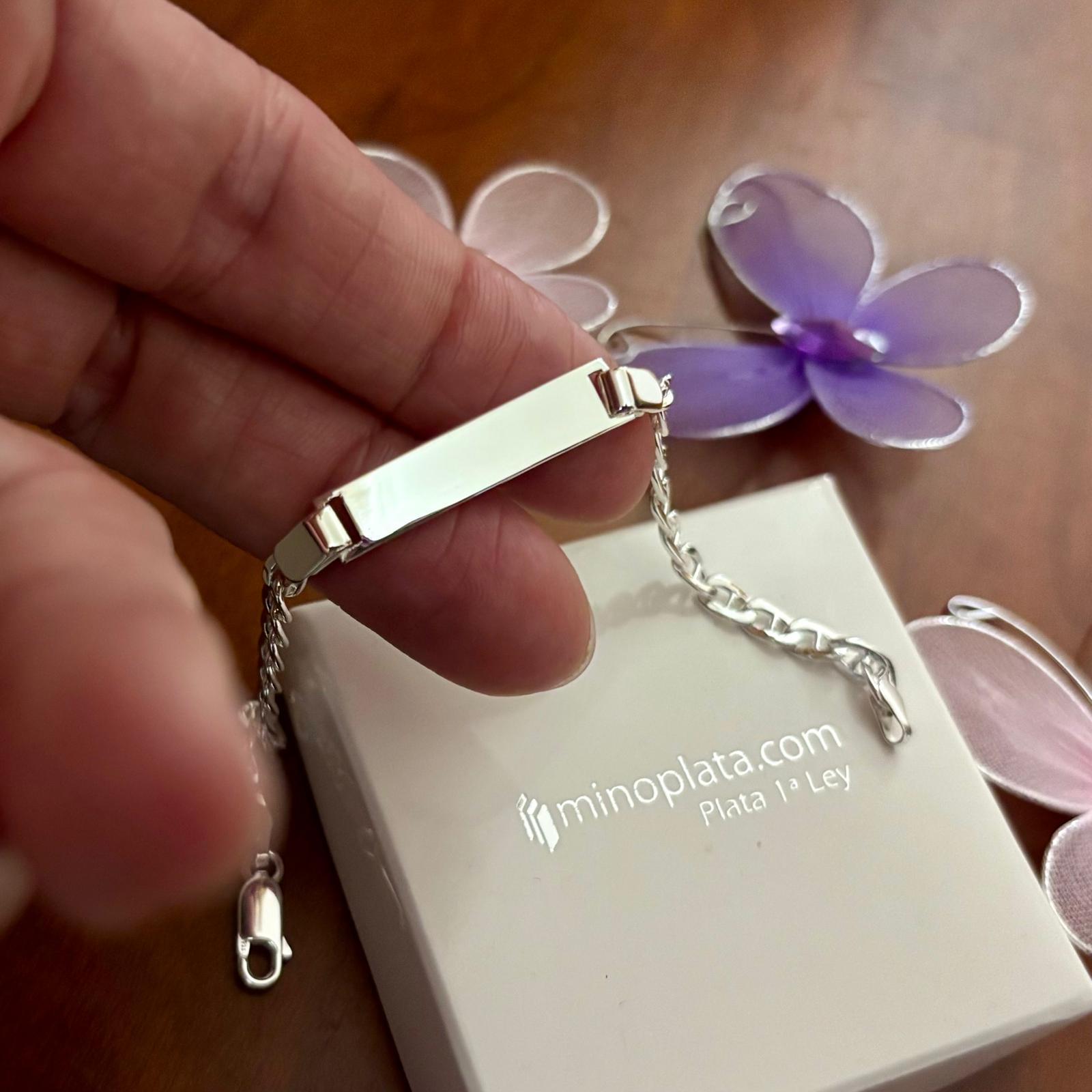Pulsera esclava hueca eslabón ancla de Plata de ley 925 17cm 3