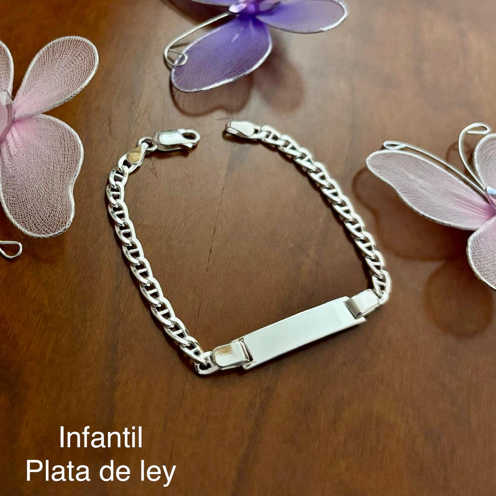 Pulsera esclava hueca eslabón ancla de Plata de ley 925 17cm 4