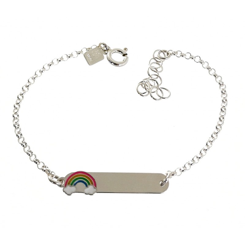 Pulsera esclava infantil Arcoíris de Plata de ley