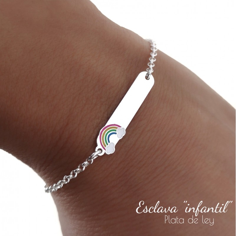 Pulsera esclava infantil Arcoíris de Plata de ley 2