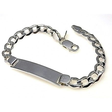 Esclava en Plata de ley eslabones barbados huecos 19 Cm.
