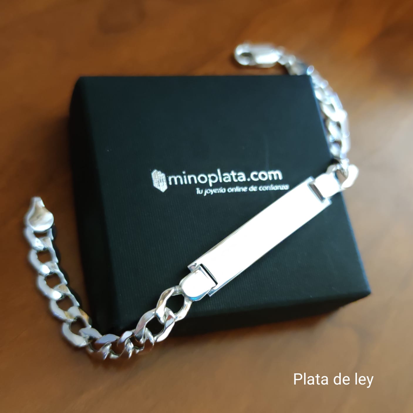 Esclava en Plata de ley eslabones barbados huecos 19 Cm. 2