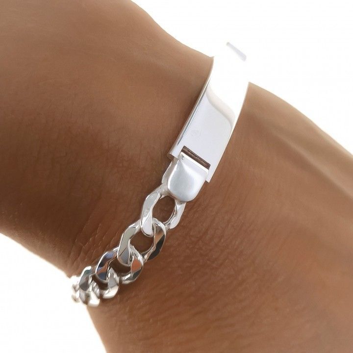Esclava en Plata de ley eslabones barbados huecos 19 Cm. 3