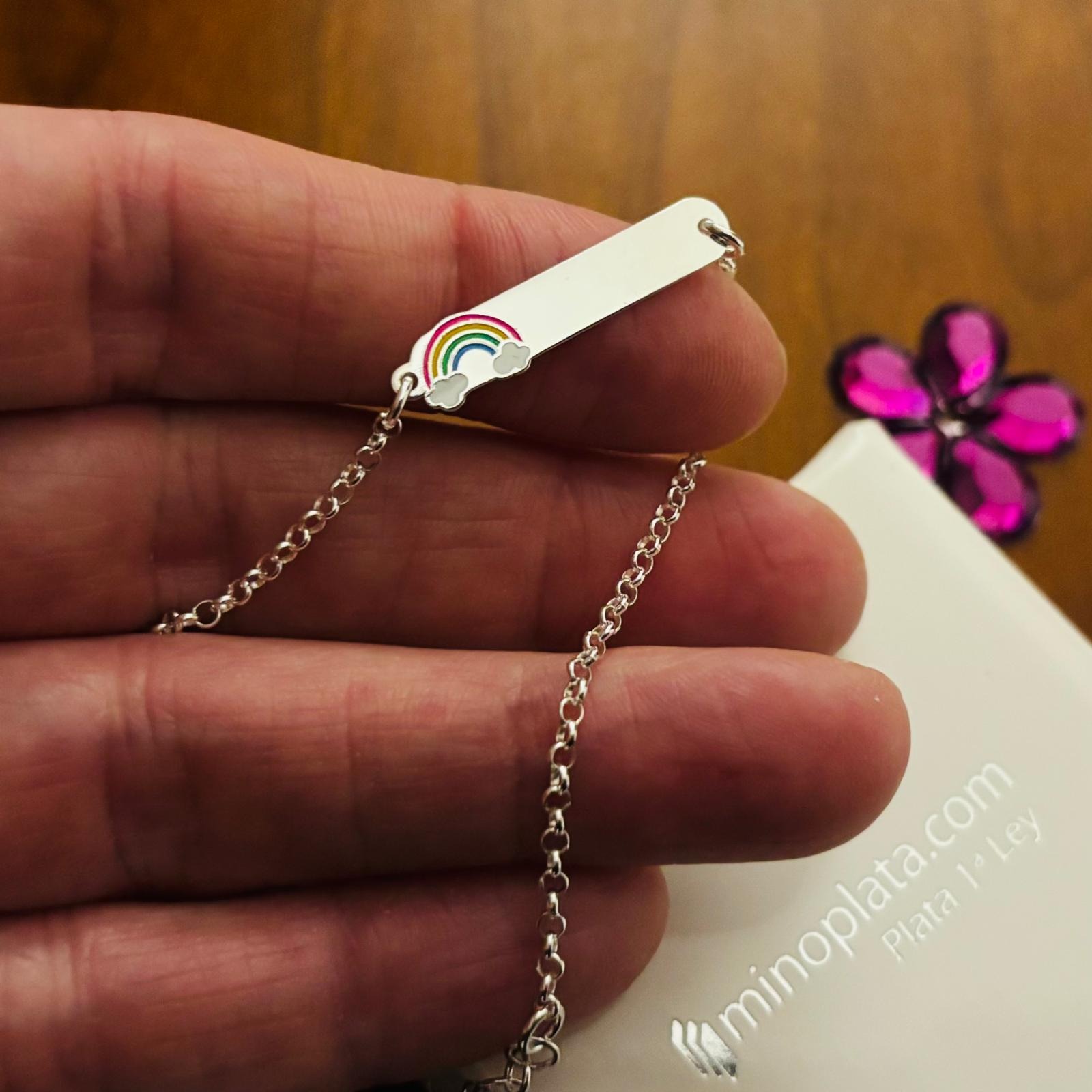 Pulsera esclava infantil Arcoíris de Plata de ley 1