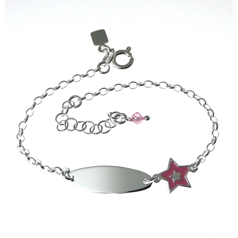 Pulsera esclava infantil de Plata de ley estrella esmalte
