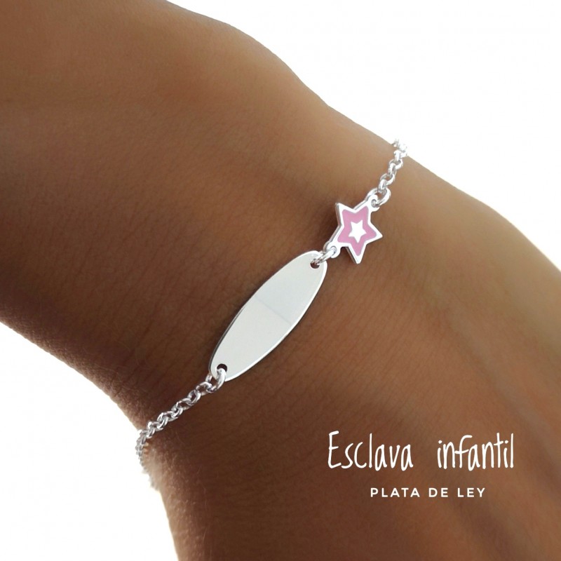 Pulsera esclava infantil de Plata de ley estrella esmalte 1