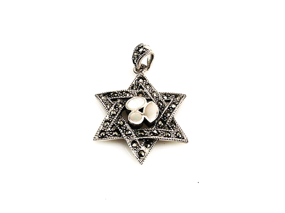 Estrella de David en Plata vieja con nácar y marquesitas
