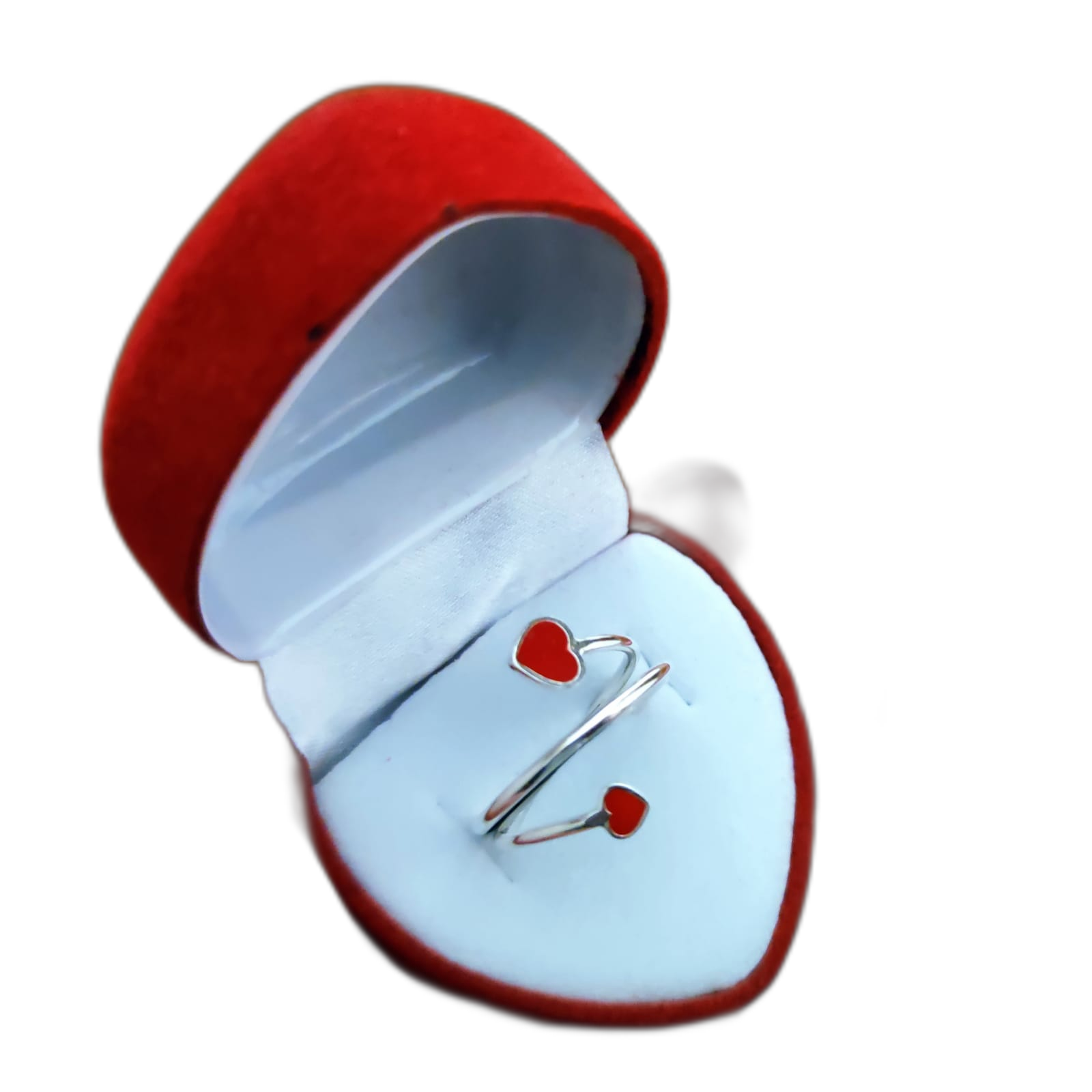 Estuche Corazón terciopelo rojo 4cm x 4,5cm 1