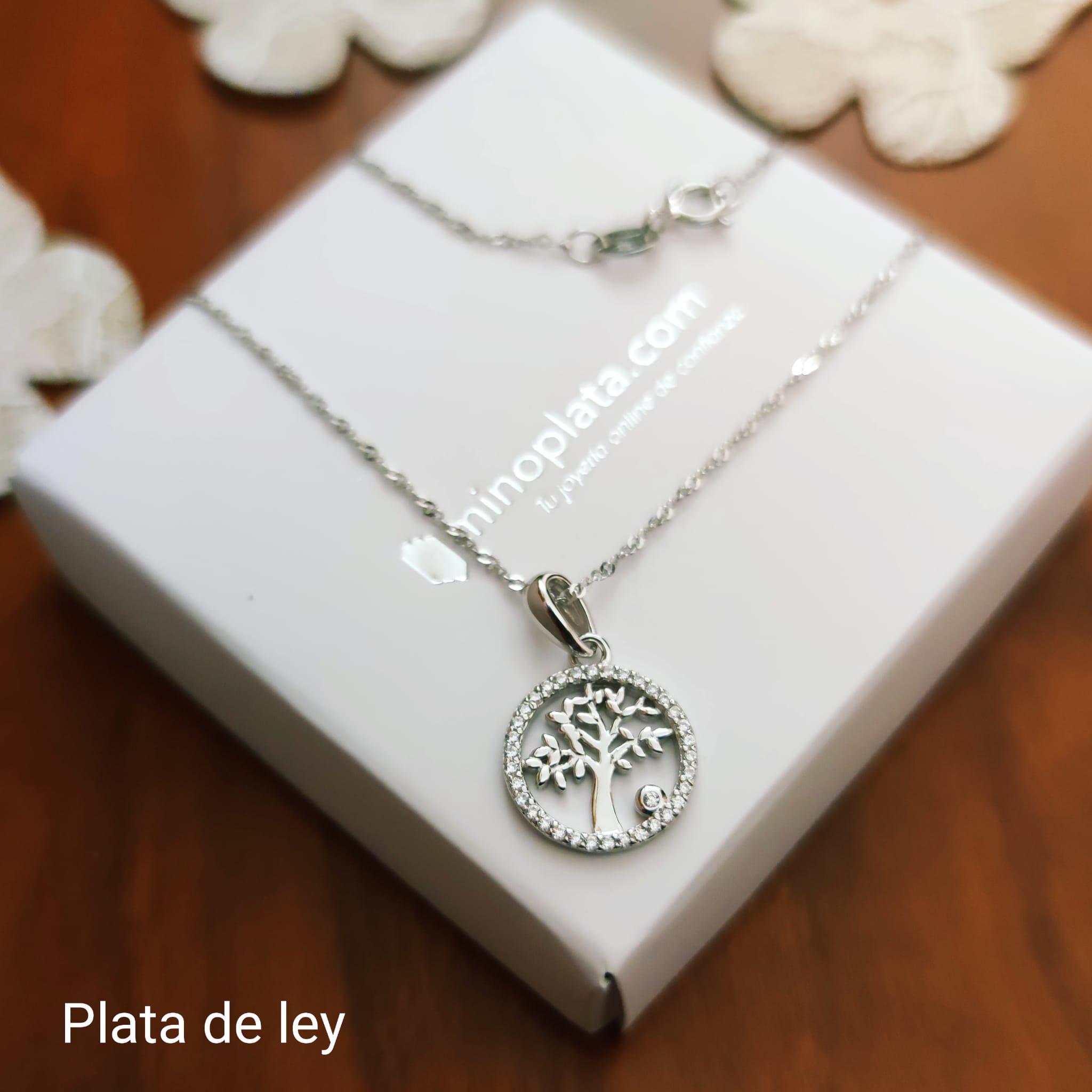 Gargantilla Árbol de la Vida de Plata rodiada y Circonitas 2