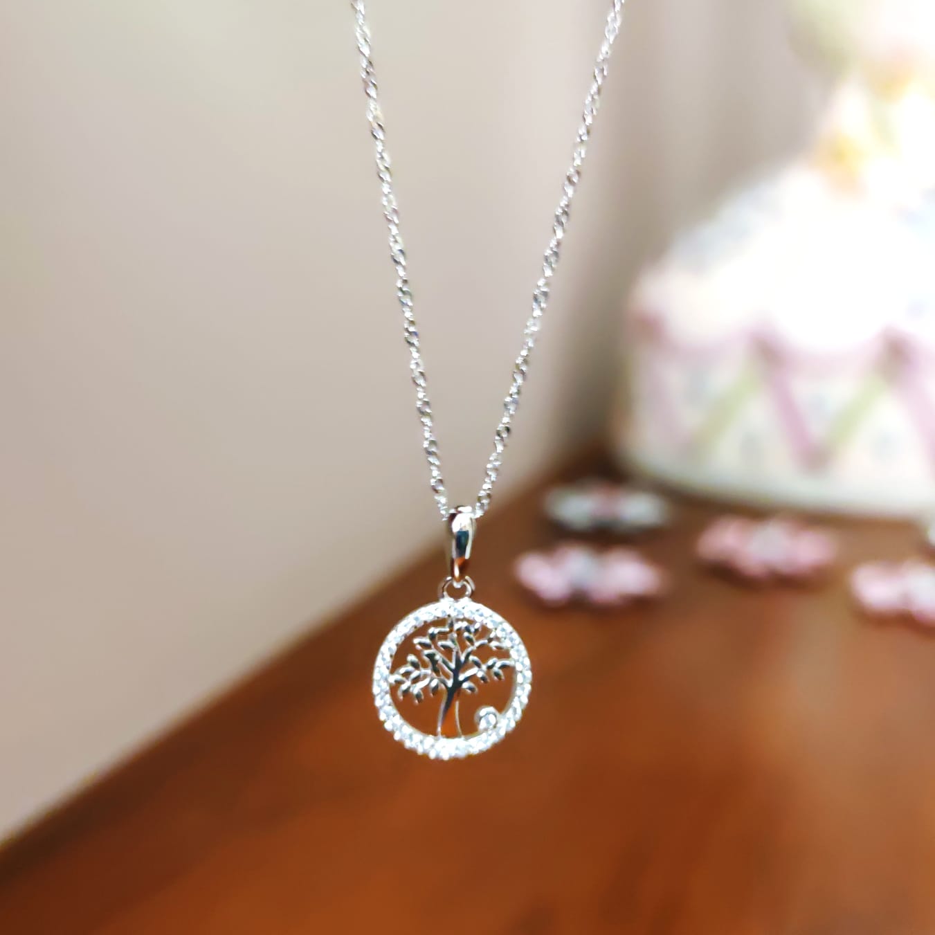 Gargantilla Árbol de la Vida de Plata rodiada y Circonitas 5