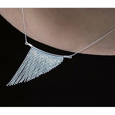 Gargantilla bolas y flecos diamantados de Plata 1