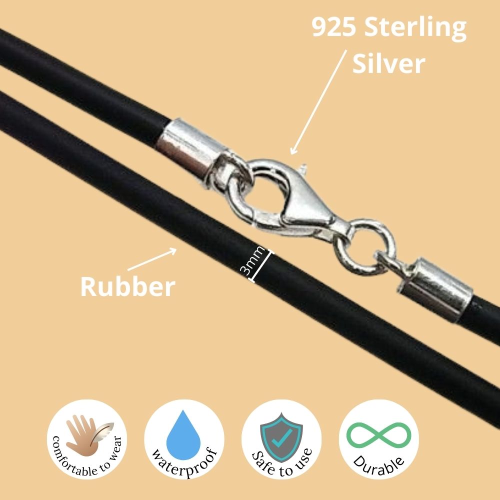 Cordón Caucho negro y Plata 45 Cm.- 3 Mm. 4