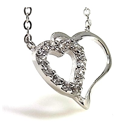 Gargantilla doble corazón de Plata y circonitas 1