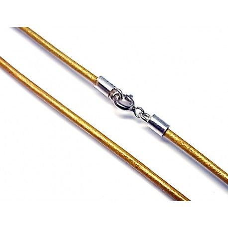 Cordon dorado de Cuero y Plata de ley 40 Cm.