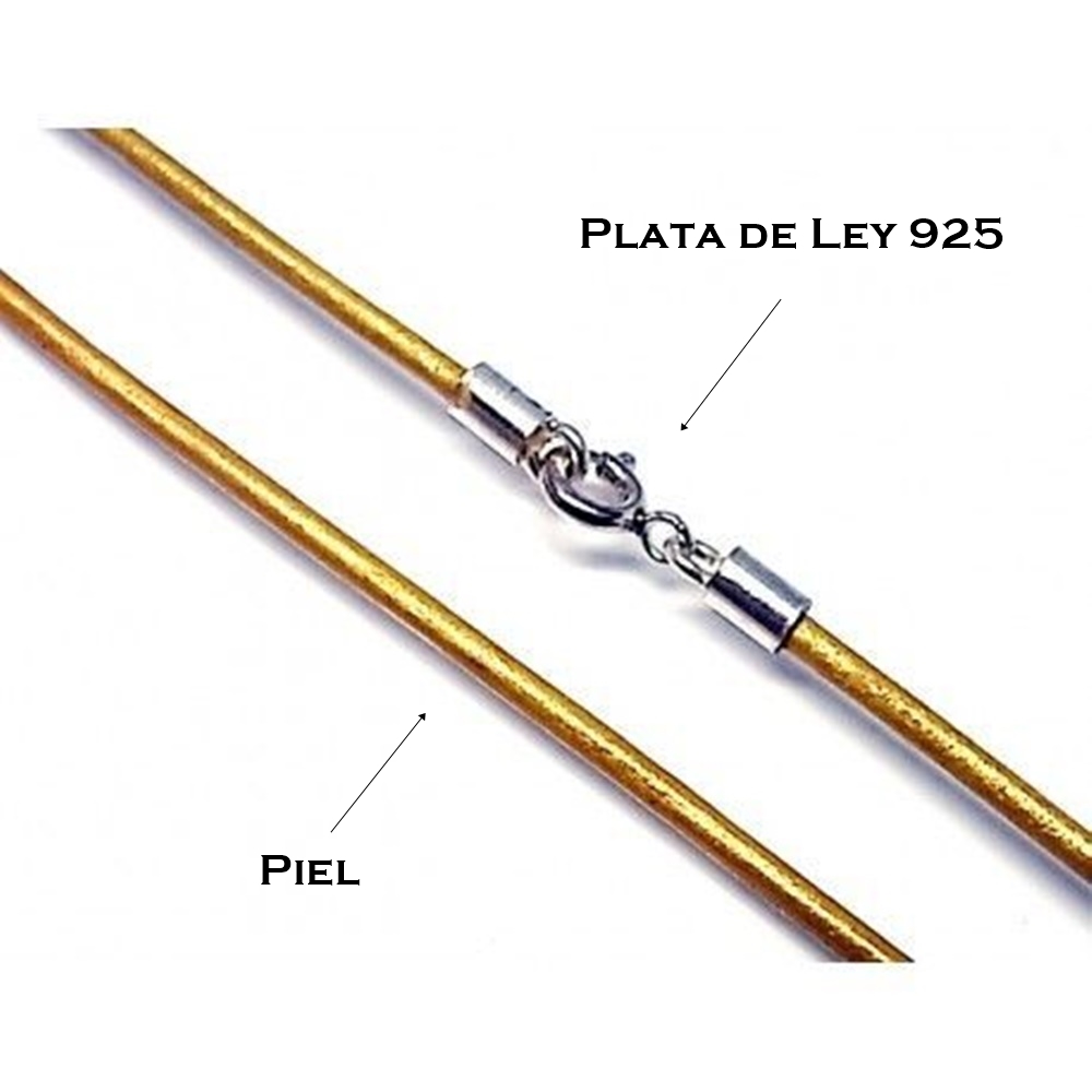 Cordon dorado de Cuero y Plata de ley 40 Cm. 2