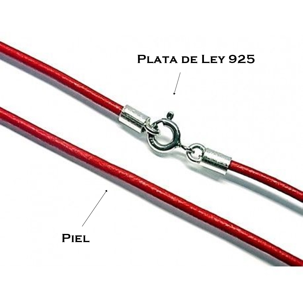 Cordon de cuero rojo y Plata de ley 40 Cm. 2