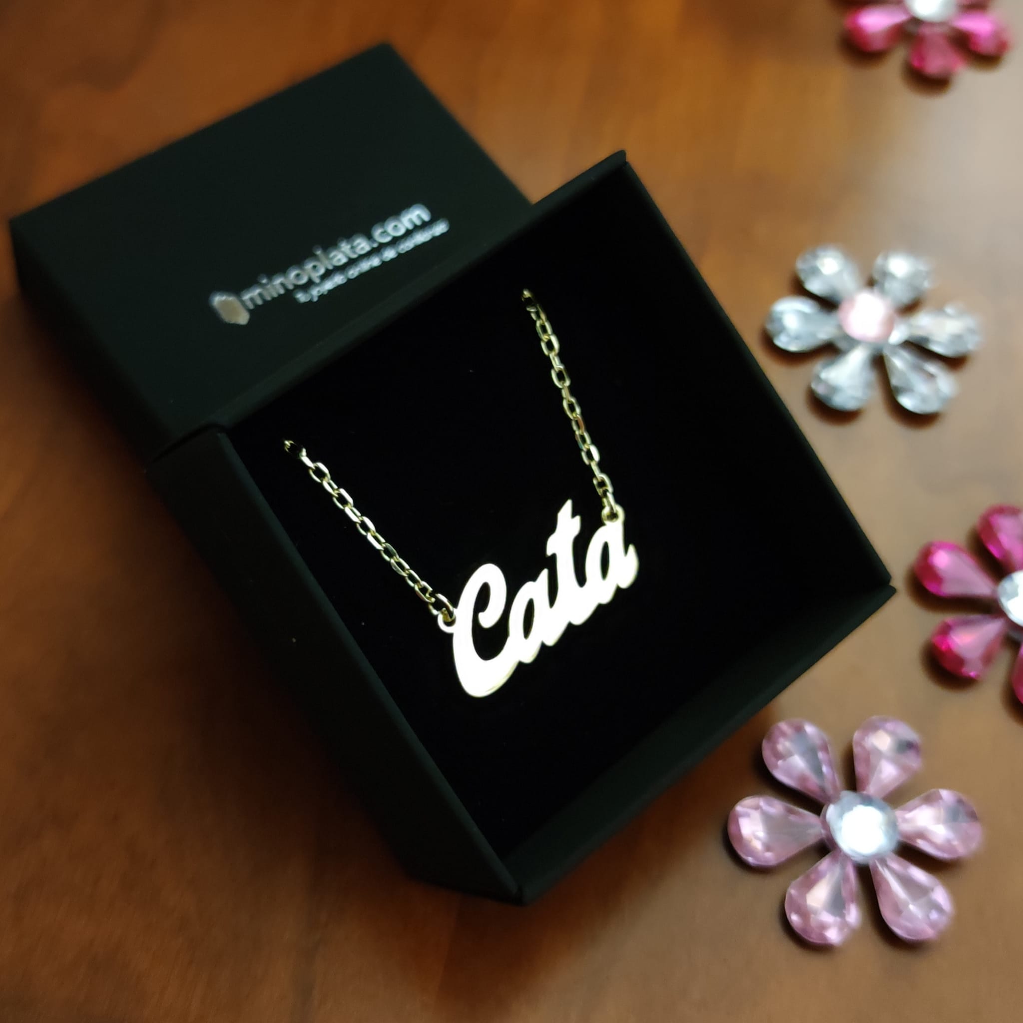 Gargantilla personalizada nombre en Plata de ley dorada 1