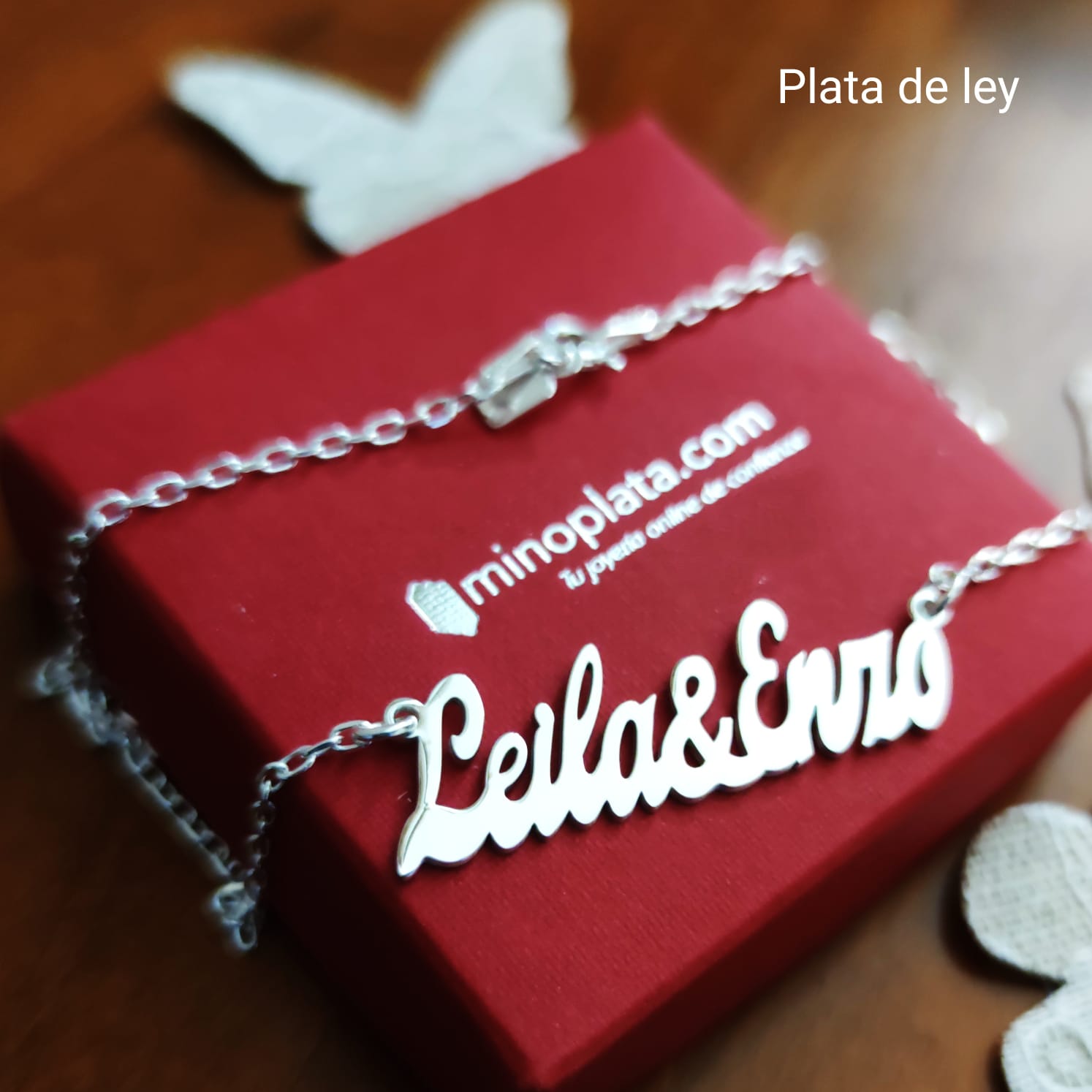 Gargantilla personalizada con dos nombres de Plata de ley 925