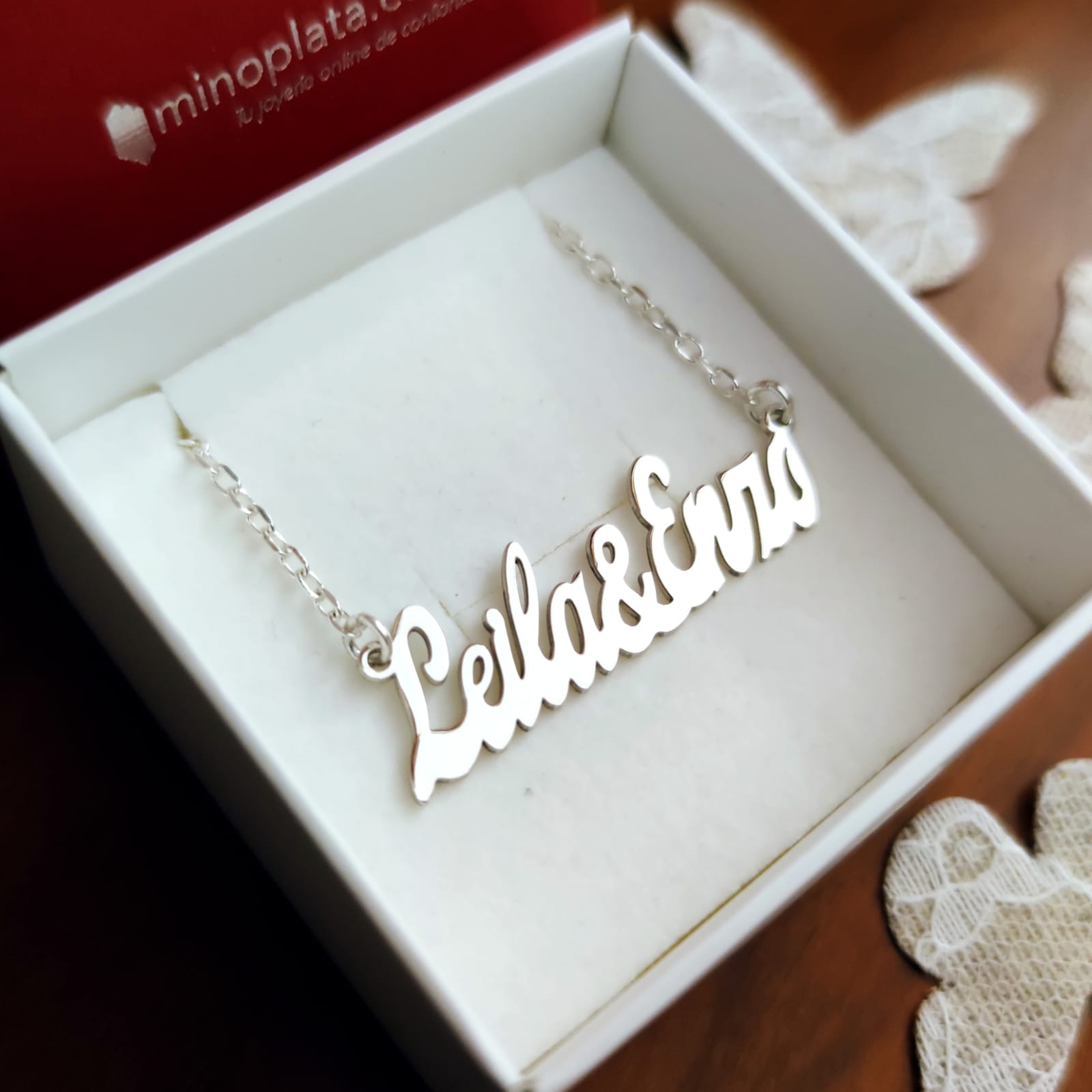 Gargantilla personalizada con dos nombres de Plata de ley 925 3