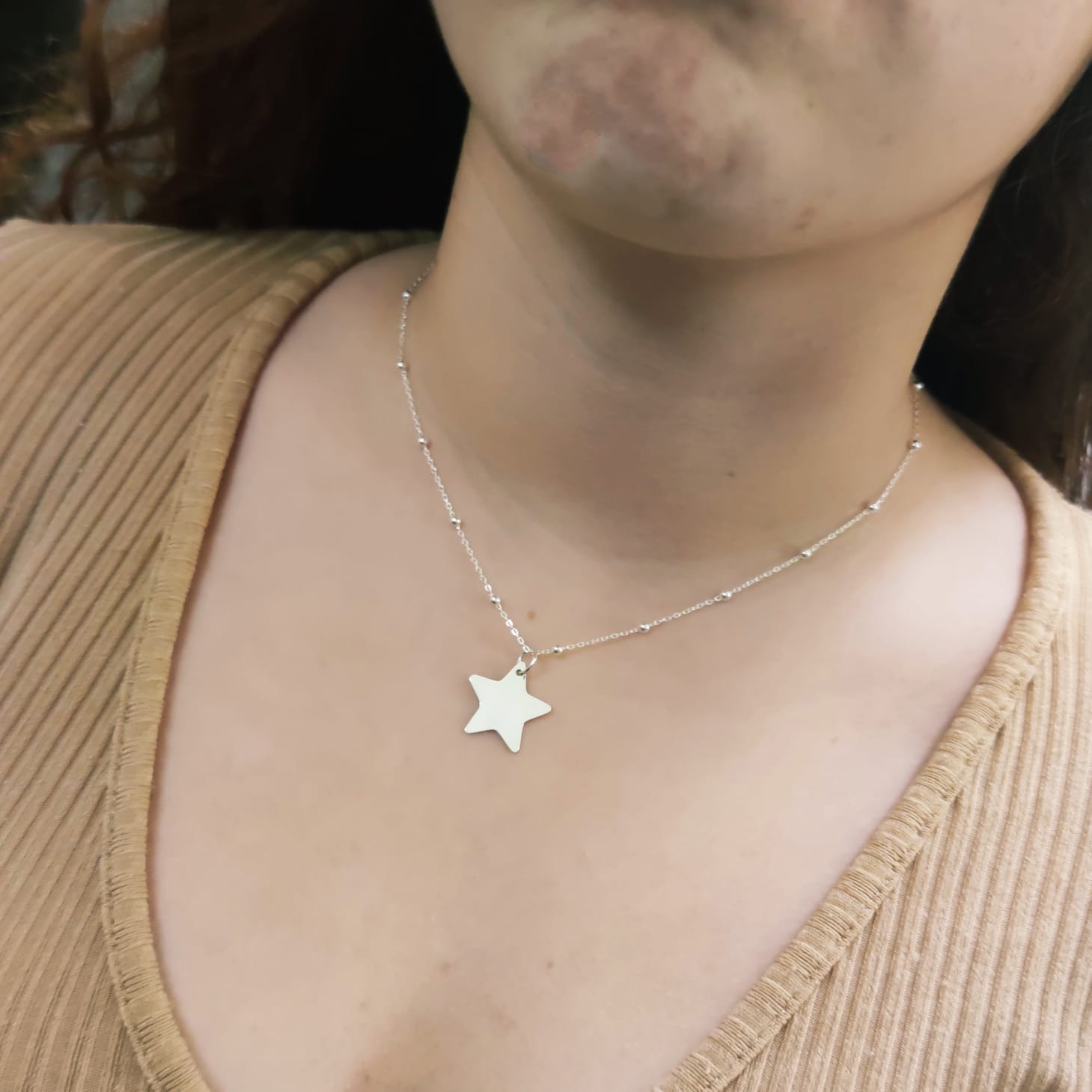 Gargantilla bolitas y estrella de Plata de ley