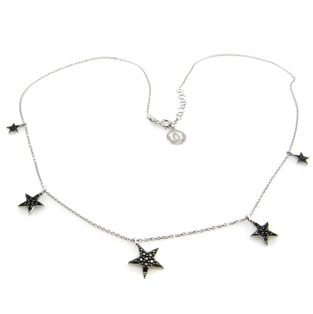 Gargantilla estrellas de Plata rodiada y Circonitas negras
