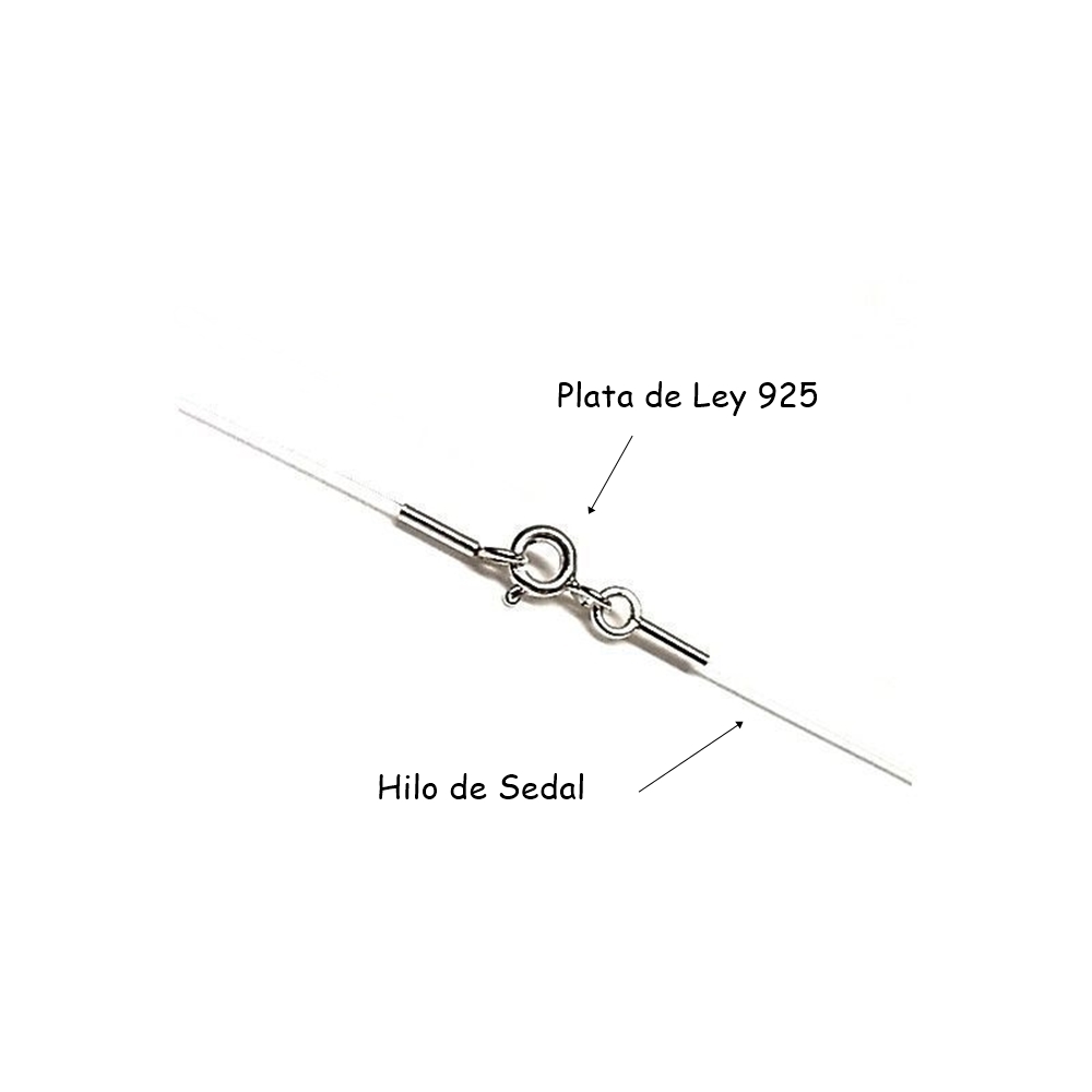 Cordón hilo de sedal con cierre de Plata de ley 40 Cm. 4