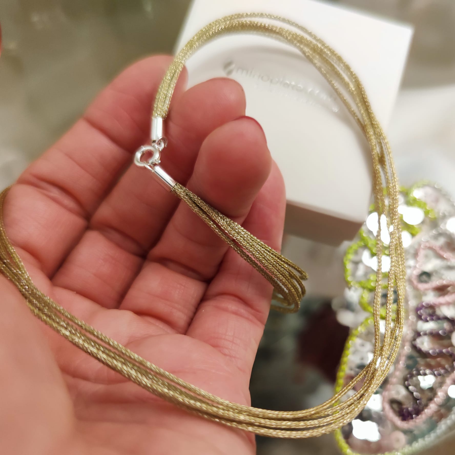 Gargantilla Cordón hijo japonés dorado 45 Cm. y cierre de Plata 1